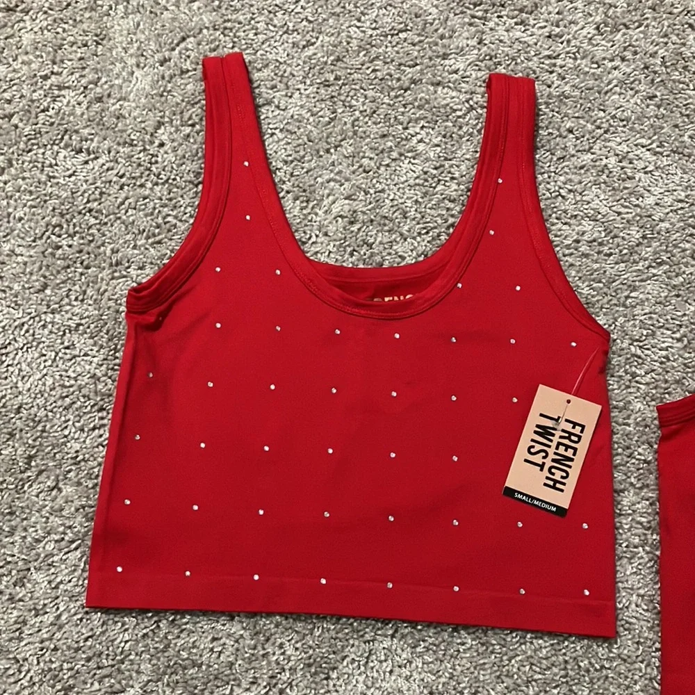 Red Rhinestone Crop Top - Picture 2 of 8